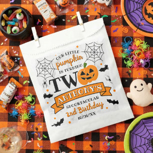 Little Pumpkin Turning Two Halloween 2nd Birthday Favor Bag