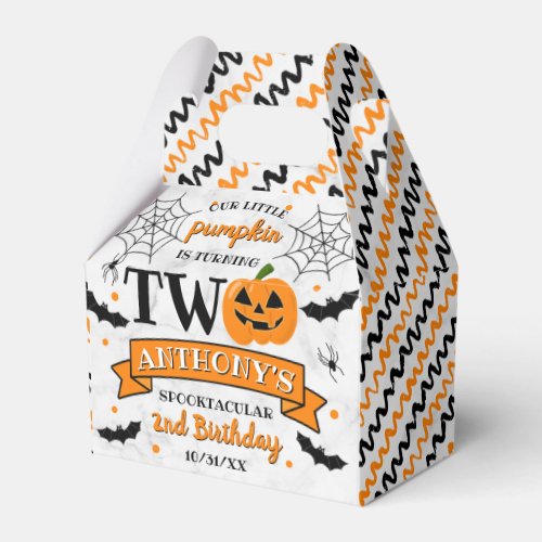 Little Pumpkin Turning Two Halloween 2nd Birthday Favor Boxes