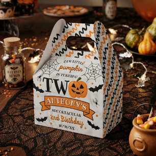 Little Pumpkin Turning Two Halloween 2nd Birthday Favor Boxes