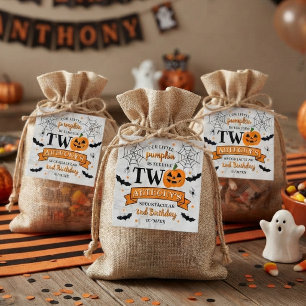 Little Pumpkin Turning Two Halloween 2nd Birthday Favor Tags