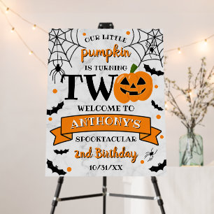 Little Pumpkin Turning Two Halloween 2nd Birthday Foam Board