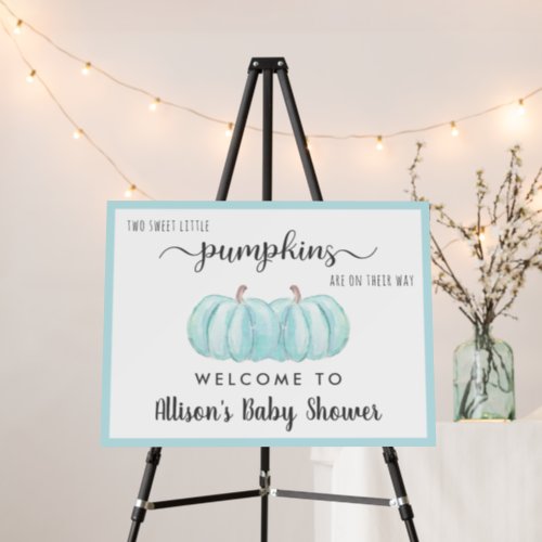 Little Pumpkin Twin Baby Boys Shower Welcome Sign