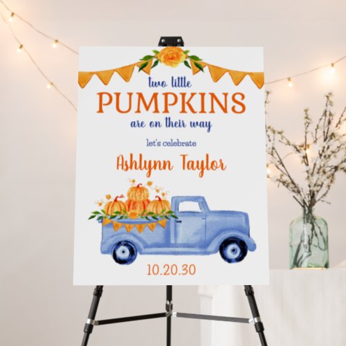 Little Pumpkin Twin Boy Baby Shower Welcome Foam Board