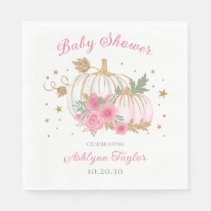 Little Pumpkin Twin Girl Baby Shower Napkins