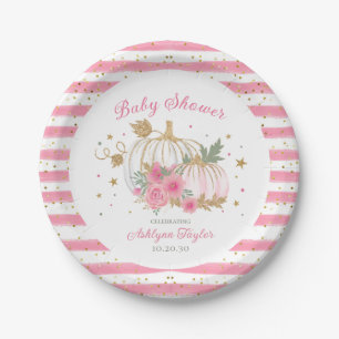 Little Pumpkin Twin Girl Baby Shower Paper Plates