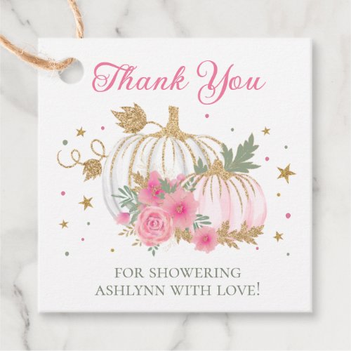 Little Pumpkin Twin Girl Baby Shower Thank You Favor Tags