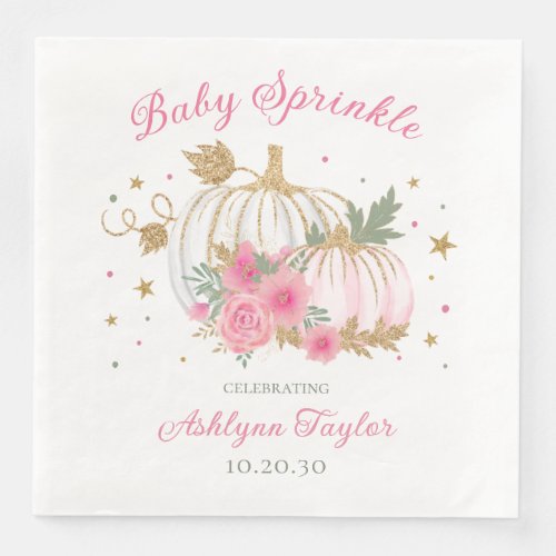 Little Pumpkin Twin Girl Baby Sprinkle Paper Dinner Napkins