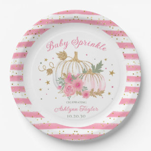 Little Pumpkin Twin Girl Baby Sprinkle Paper Plates