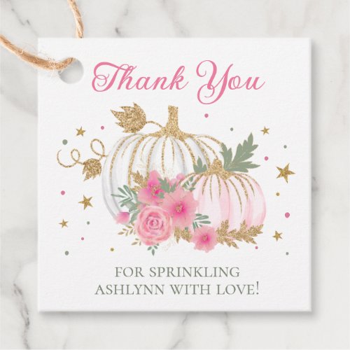 Little Pumpkin Twin Girl Baby Sprinkle Thank You Favor Tags