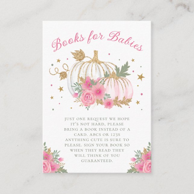 Little Pumpkin Twin Girl Sprinkle Books for Baby Enclosure Card (Front)