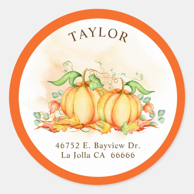 Little Pumpkin Twins Orange Return Address Labels (Front)