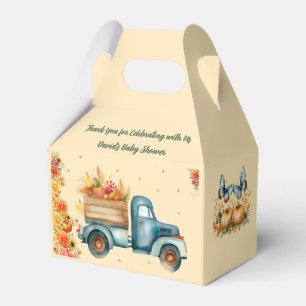 Little Pumpkin Vintage Floral Truck BabyBoy Shower Favor Boxes