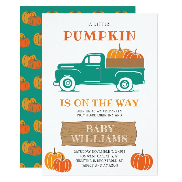 vintage truck baby shower invitations