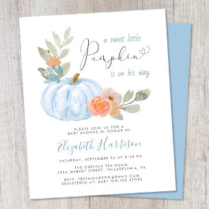 Little Pumpkin Watercolor Baby Boy Shower Invite