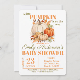 Little Pumpkin Watercolor Baby Shower Invitation