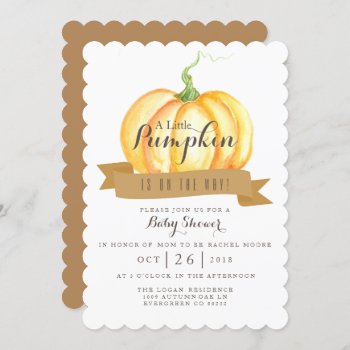 Little Pumpkin | Watercolor | Baby Shower Invite by RedefinedDesigns at Zazzle