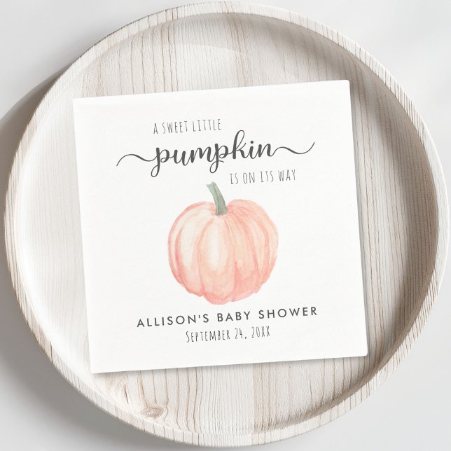 Little Pumpkin Watercolor Baby Shower Napkins (Creator Uploaded)