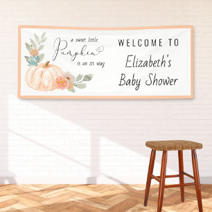 Little Pumpkin Watercolor Baby Shower Welcome Banner