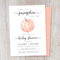 Little Pumpkin Watercolor Couples Baby Shower Invitation