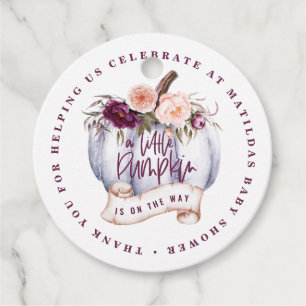 Little pumpkin watercolor fall baby shower edible favor tags