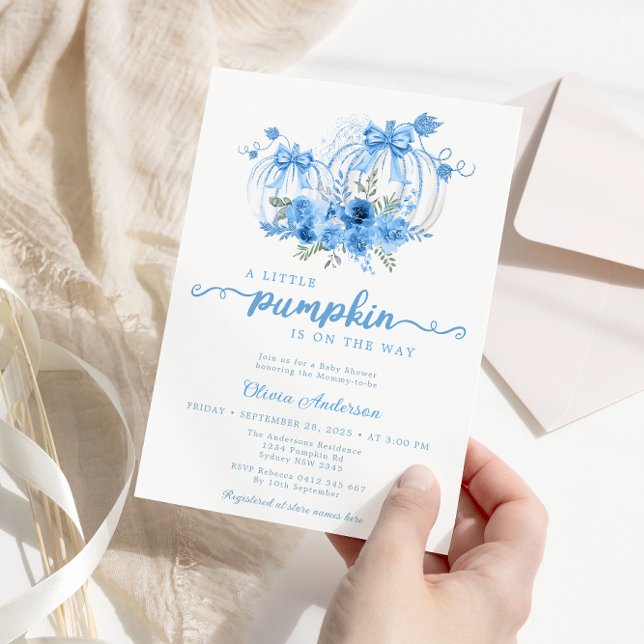 Little Pumpkin Watercolor Fall Baby Shower Invitation (Creator Uploaded)