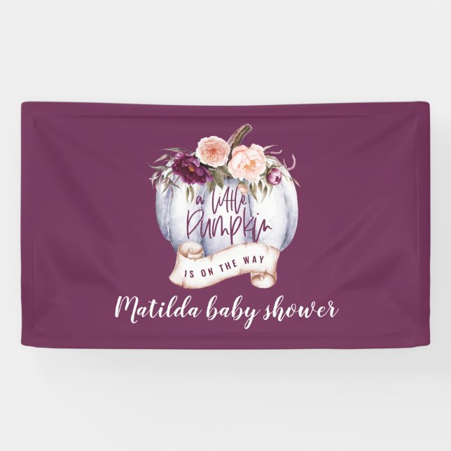 Little pumpkin watercolor fall baby shower party banner (Horizontal)