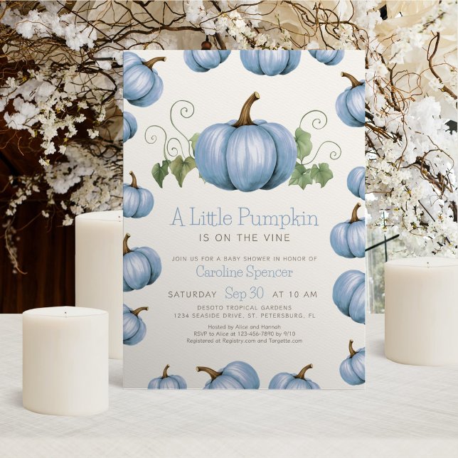 Little Pumpkin Whimsical Boy Baby Shower Invitation (Creator Uploaded)