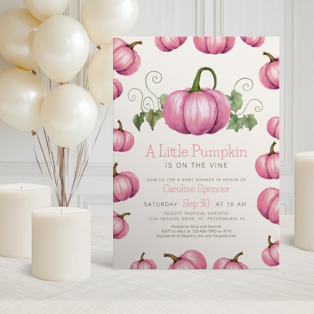 Little Pumpkin Whimsical Girl Baby Shower Invitation (Creator Uploaded)