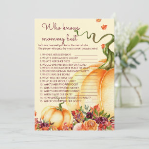 Little pumpkin Who knows mommy best game Invitation