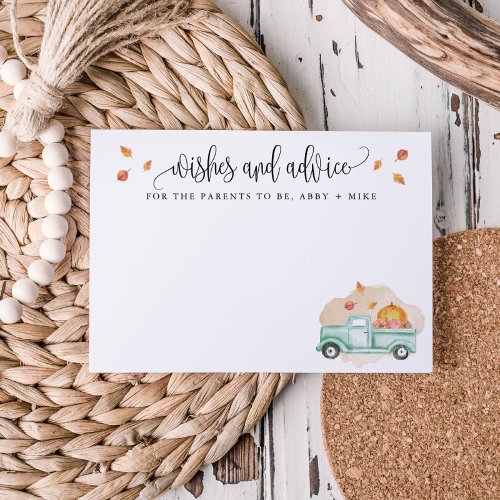 Little Pumpkin Wishes and Advice Fall Truck Advice Card