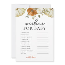 Little Pumpkin Wishes For Baby Shower Card