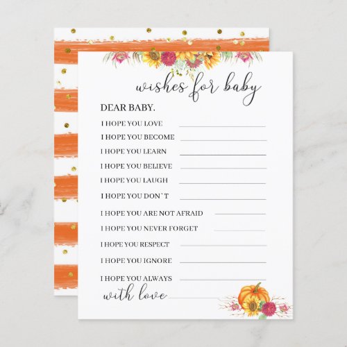 Little Pumpkin wishes for the baby cardPaper Sheet