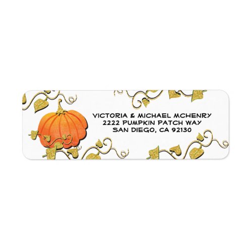 Little Pumpkin with gold vines Address Label