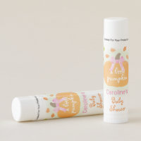 Little Pumpkin with Pink Bow Fall Baby Girl Shower Lip Balm