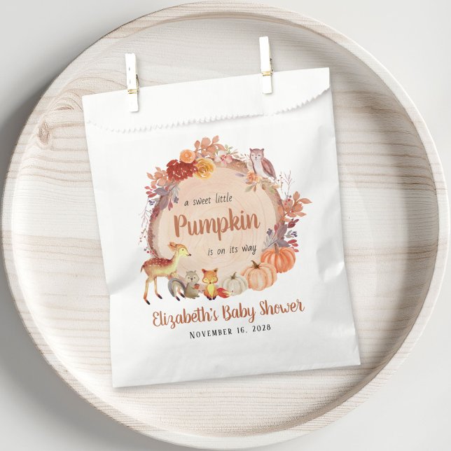 Little Pumpkin Woodland Animals Baby Shower Favor Bag (Creator Uploaded)