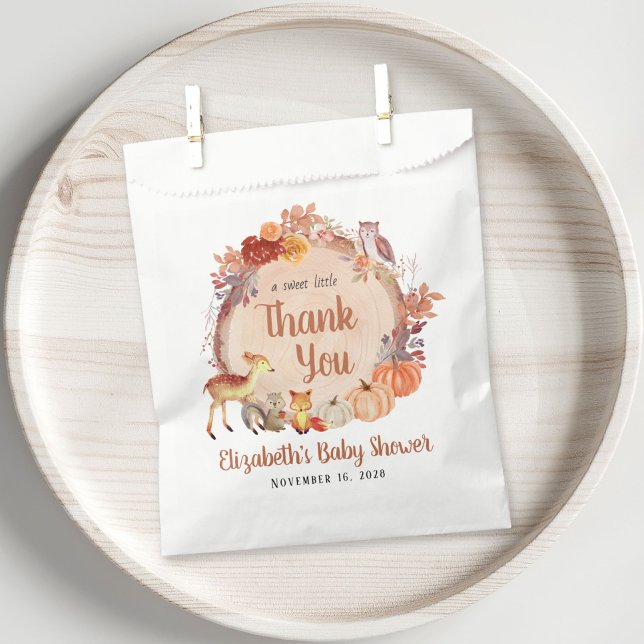 Little Pumpkin Woodland Baby Shower Thank You Favor Bag (Creator Uploaded)