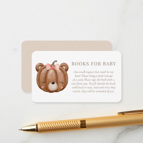 Little Pumpking Bear Baby Books For Baby Enclosure Card