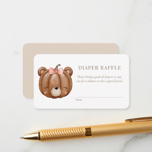 Little Pumpking Bear Baby Shower Diaper Raffle Enc Enclosure Card