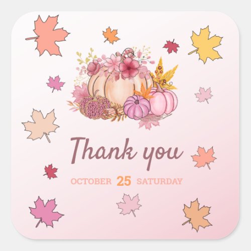 Little Pumpking Spice  Nice Pink Fall in Love Square Sticker