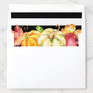 Little Pumpkins Autumn Leaves Black White Stripes Envelope Liner