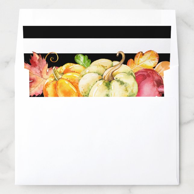 Little Pumpkins Autumn Leaves Black White Stripes Envelope Liner (In Envelope)