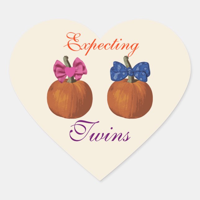 Little Pumpkins Expecting Twins Heart Sticker (Front)