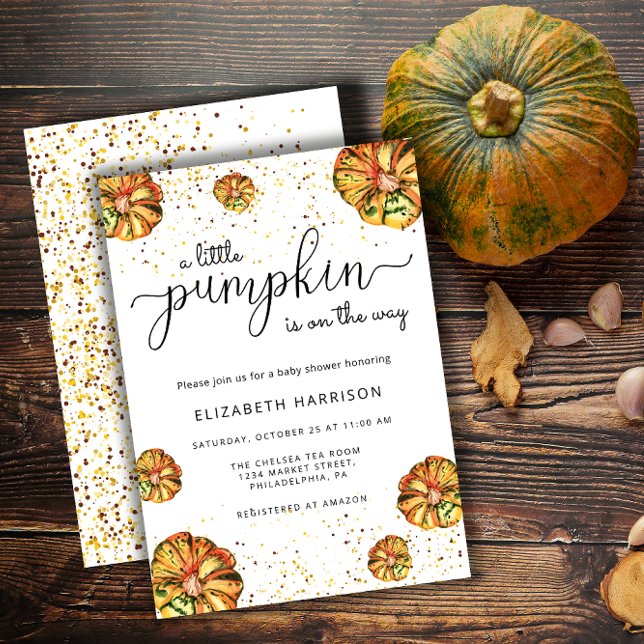 Little pumpkins is on the way baby shower invitation (Creator Uploaded)
