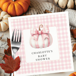 Little Pumpkin's Pink Gingham Napkins