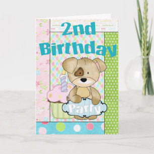 Little Puppy Custom 2nd Happy Birthday Party Card