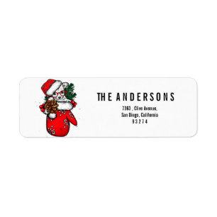 Little puppy in Christmas Label