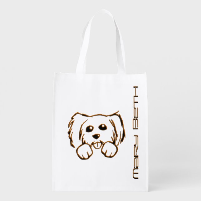 Little Puppy Personalized Reusable Grocery Bag (Back)