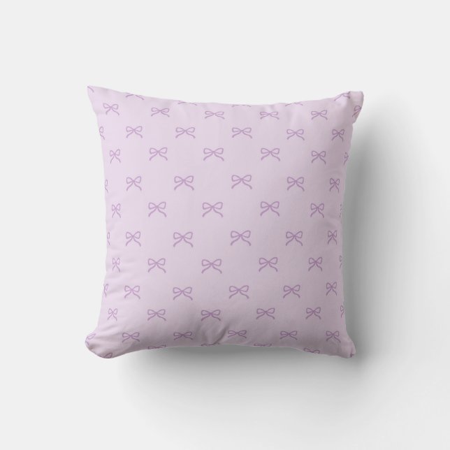 Little Purple Bow Feminine Pastel & Coquette  Throw Pillow (Front)