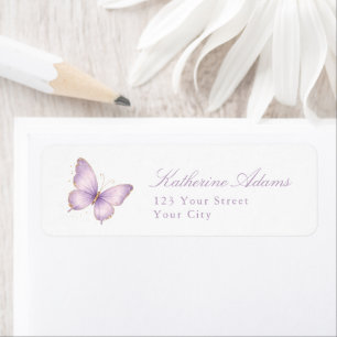 Little Purple Butterfly Baby Shower Label