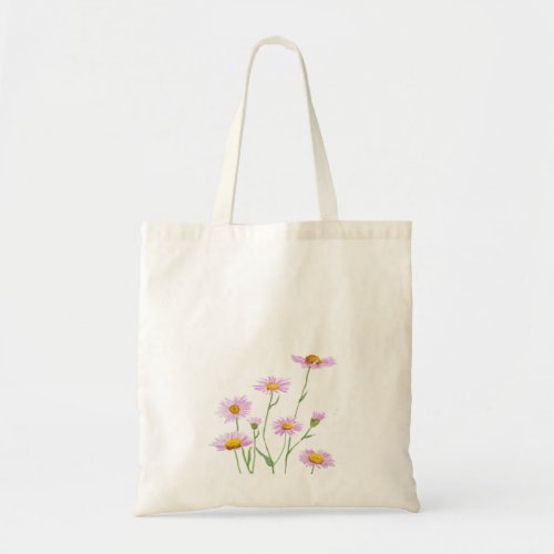 little purple daisy watercolor tote bag